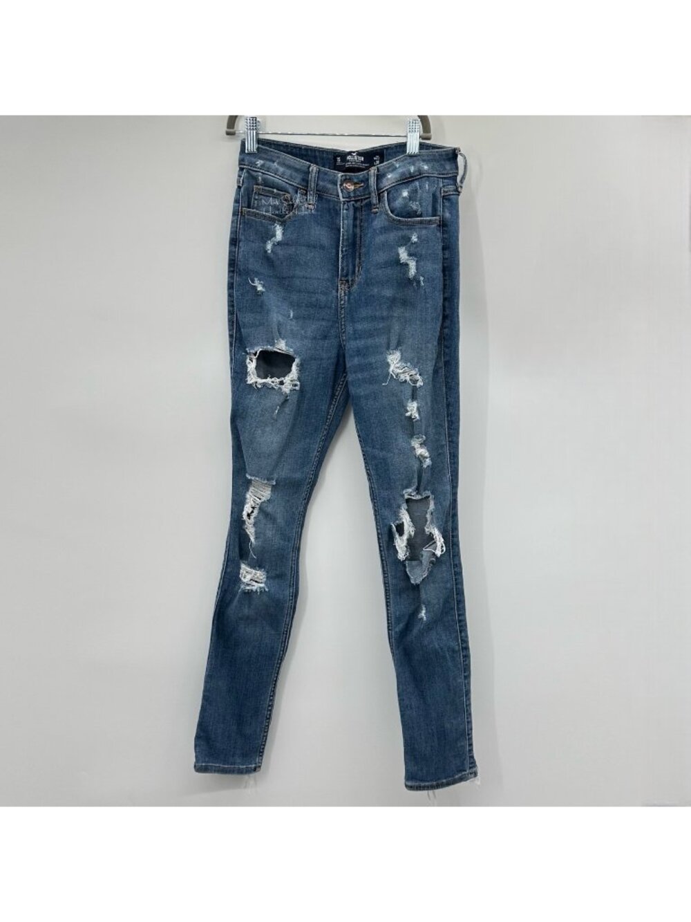 Hollister Curvy High Rise Ripped Distressed Super Skinny Classic Stretch Jean 25